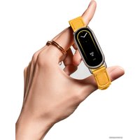 Фитнес-браслет Xiaomi Smart Band 8 (золотистый, с желтым ремешком из ткани с кожаными вставками, китайская версия)