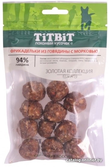 Лакомство для собак TiTBiT Фрикадельки из говядины с морковью 70 г