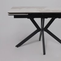 Кухонный стол Lepremo AV 2111 МДФ+керамика раздвижной 1200-1800x800 (белый глянцевый Pandora/черный)