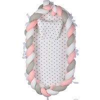 Матрас-кокон Farfello Косы L5 (розовый/серый)