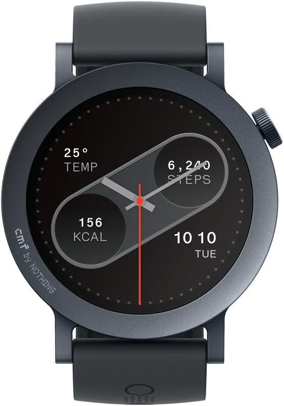 Умные часы CMF Watch Pro 2 (темно-серый, черный силиконовый ремешок)