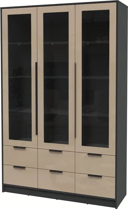 

Шкаф-витрина Интерлиния Концепт КТ-ШВ3 Глосс (антрацит/капучино глянец)