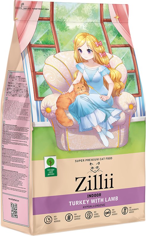 

Сухой корм для кошек Zillii Indoor индейка с ягненком 10 кг