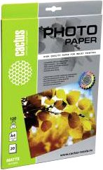 Фотобумага CACTUS Матовая A4 120 г/м2 20 листов [CS-MA412020]