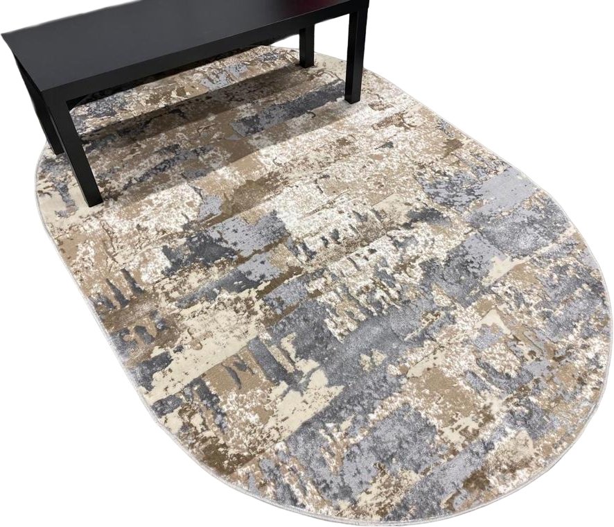 

Ковер для жилой комнаты Radjab Carpet Бьянка Овал D056A 8793RK-B (1.2x1.8, Cream Shirink/Vizon Fdy)