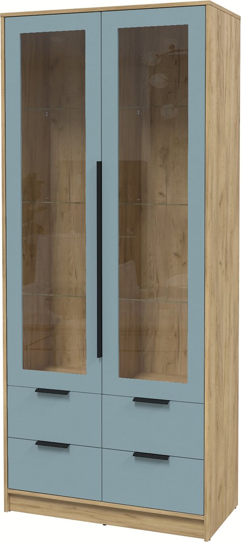 

Шкаф-витрина Интерлиния Концепт КТ-ШВ2 с подсветкой Глосс (дуб золотой/океан)