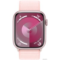 Умные часы Apple Watch Series 9 45 мм (алюминиевый корпус, розовый/розовый, нейлоновый ремешок)