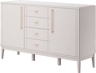 Комод Bravo Мебель Джали 4 ящика+2 двери (ЛДСП, персидский жемчуг/МДФ, лак льняной)