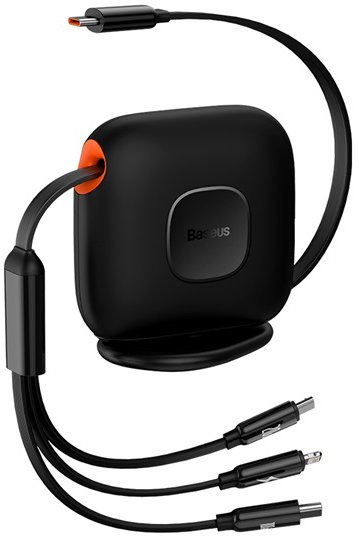 

Кабель Baseus Traction Series Retractable 3 в 1 CAQY000001 (1.7 м, черный)