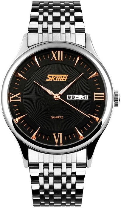 

Наручные часы Skmei 9091 (черный циферблат, ремешок из нерж. стали)