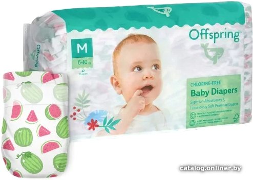 Подгузники Offspring M 6-10 кг Арбузы (42 шт)