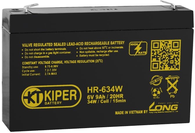 

Аккумулятор для ИБП Kiper HR-634W (6В/9 А·ч)