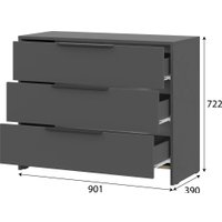 Комод Mio Tesoro Камелия 1К 3 ящика (графит серый)