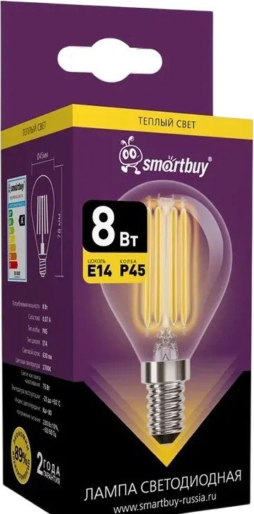 Светодиодная лампочка SmartBuy SBL-P45F-8-27K-E14