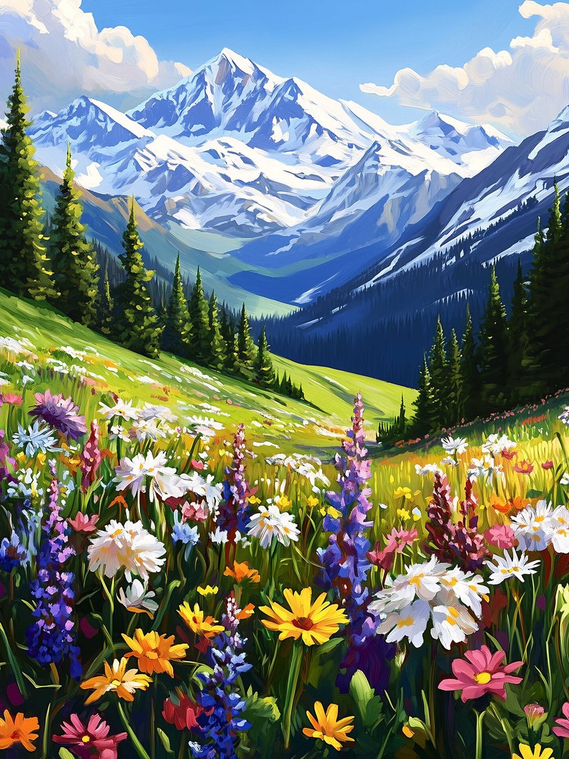 

Алмазная мозаика Феникс+ Альпийские луга 71368