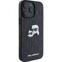 Чехол для телефона Lagerfeld PU Grained Monogram NFT Karl&Choupette metal Heads для iPhone 16 Pro KLHCP16LPGKLKCPK