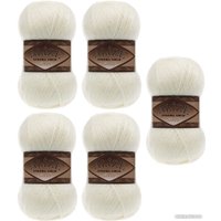 Набор пряжи для вязания Alize Angora Gold Simli 01 (500 м, кремовый, 5 мотков)