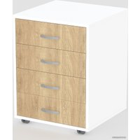 Тумба Seven Dreams SD-253 выкатная 4 ящика (белый/дуб сонома)