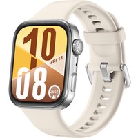 Умные часы Huawei Watch FIT 4 (серебристый, с бежевым силиконовым ремешком, международная версия)