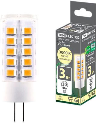 Светодиодная лампочка TDM Electric G4-3 Вт-AC/DC 12 В-3000 К SQ0340-0093
