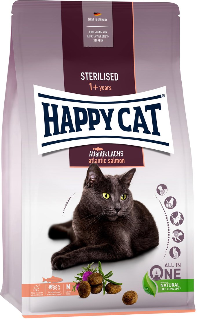 

Сухой корм для кошек Happy Cat Sterilised Adult Atlantik-Lachs Лосось 4 кг