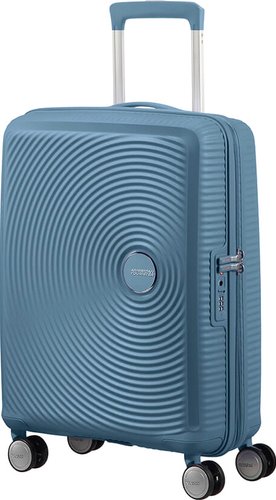 Чемодан-спиннер American Tourister SoundBox Stone Blue 55 см