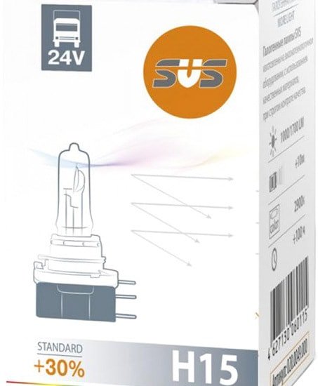 

Галогенная лампа SVS H15 24V 20/60W PGJ23T-1 Standard +30% 1шт