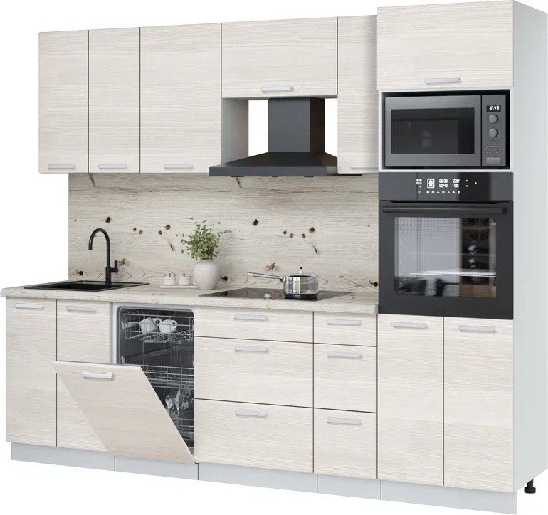 

Готовая кухня Интерлиния Мила Лайт 2.55-ПМ3 (вудлайн кремовый/вудлайн кремовый/бискайская сосна)