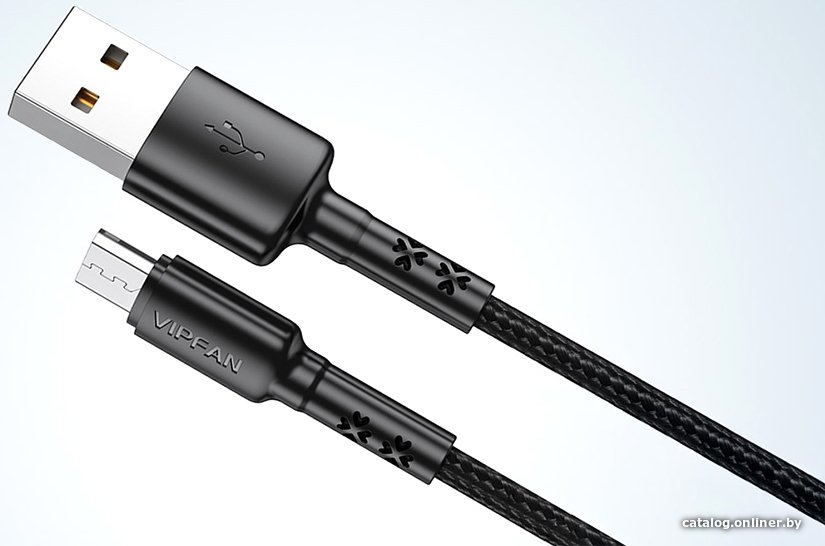 Кабель Vipfan X02 USB Type-A - microUSB (1.8 м, черный)