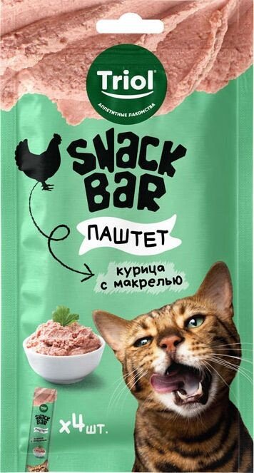 

Лакомство для кошек Triol Snack Bar Паштет из курицы с макрелью (40 г)