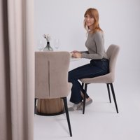 Кухонный стол Lepremo AV 2317 МДФ+керамика 900 (белый глянцевый Carla Larkin/черный+HPL дуб вотан)