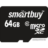 Карта памяти SmartBuy microSDXC (Class 10) 64GB + SD-адаптер (SB64GBSDCL10-01)