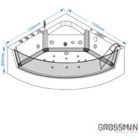 Ванна Grossman GR-13513 135x135 (с каркасом, с гидромассажем)