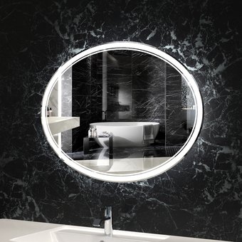 Пекам Зеркало LED Vesta2 90х75scl (сенсор на прикосновение/часы)