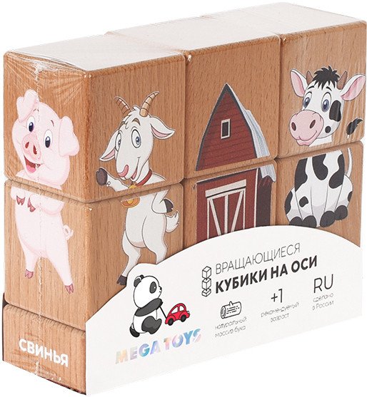 

Кубики Mega Toys Кубики на оси Домашние животные 15204