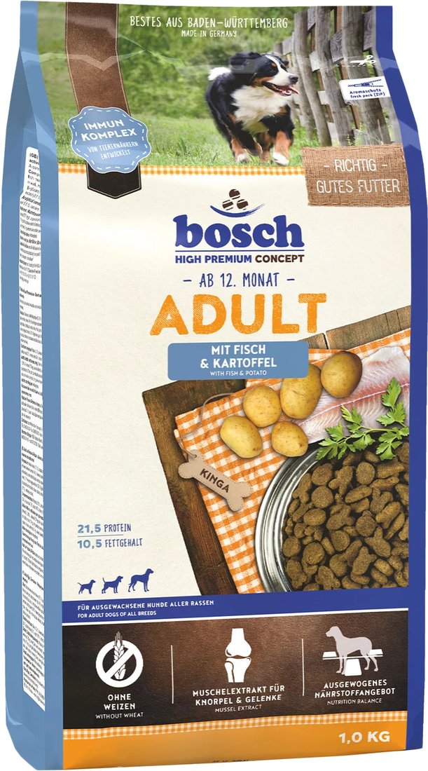

Сухой корм для собак Bosch Adult Fish & Potato 1 кг (Эдалт Рыба с Картофелем)