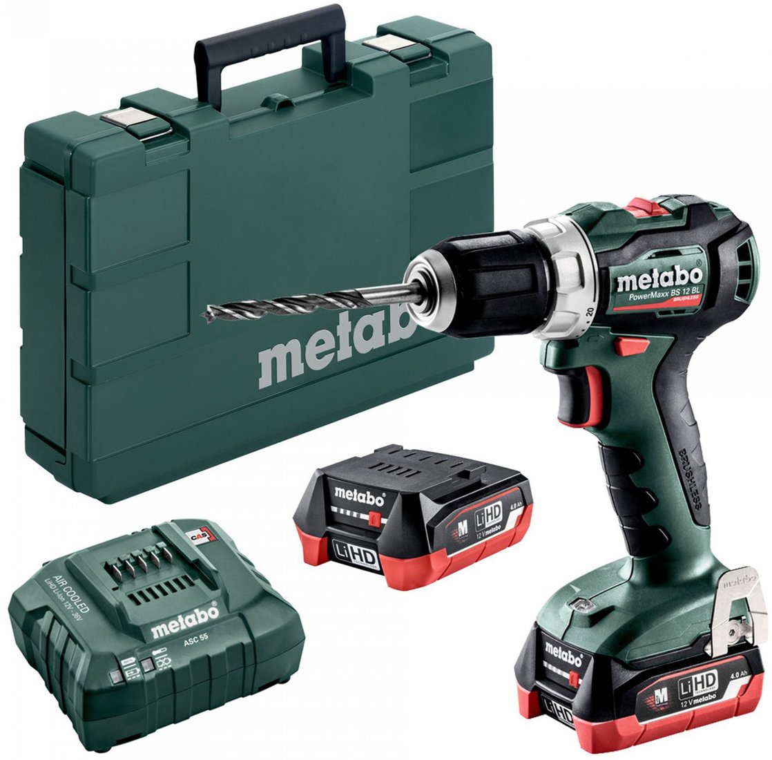 

Дрель-шуруповерт Metabo PowerMaxx BS 12 BL 601038800 (с 2-мя АКБ 4 Ah, кейс)