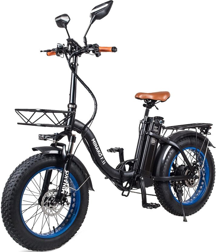 

Электровелосипед Minako F11 001180 (черный, синие диски)