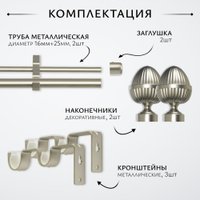 Карниз для штор Sundays Home Лайт Одеон 25мм+16мм двухрядный (сатин, 2.4м)