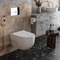 Унитаз подвесной Roxen Porto One Rimless 6 в 1 StounFix Dual Fresh 593355 (кнопка: хром)