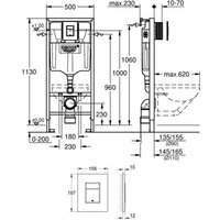 Унитаз подвесной Lauter Vortex 2110830 + GROHE Rapid SL 38772001 с кнопкой (прямоугольная, хром)