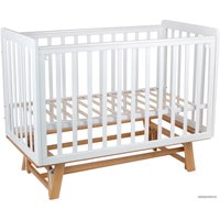 Приставная детская кроватка Indigo Style На ножках Продольный маятник (белый/натуральный)