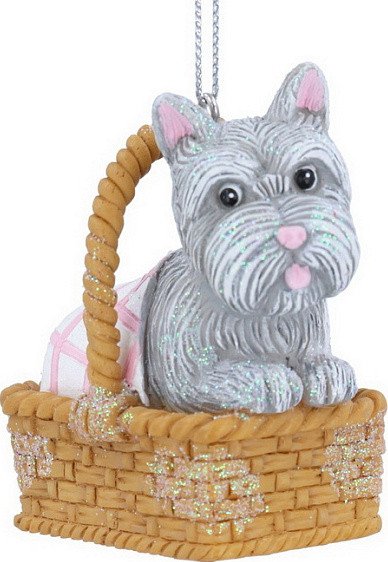 

Елочная игрушка Gisela Graham Fairy Tales Тотошка (собака) в корзинке 10676