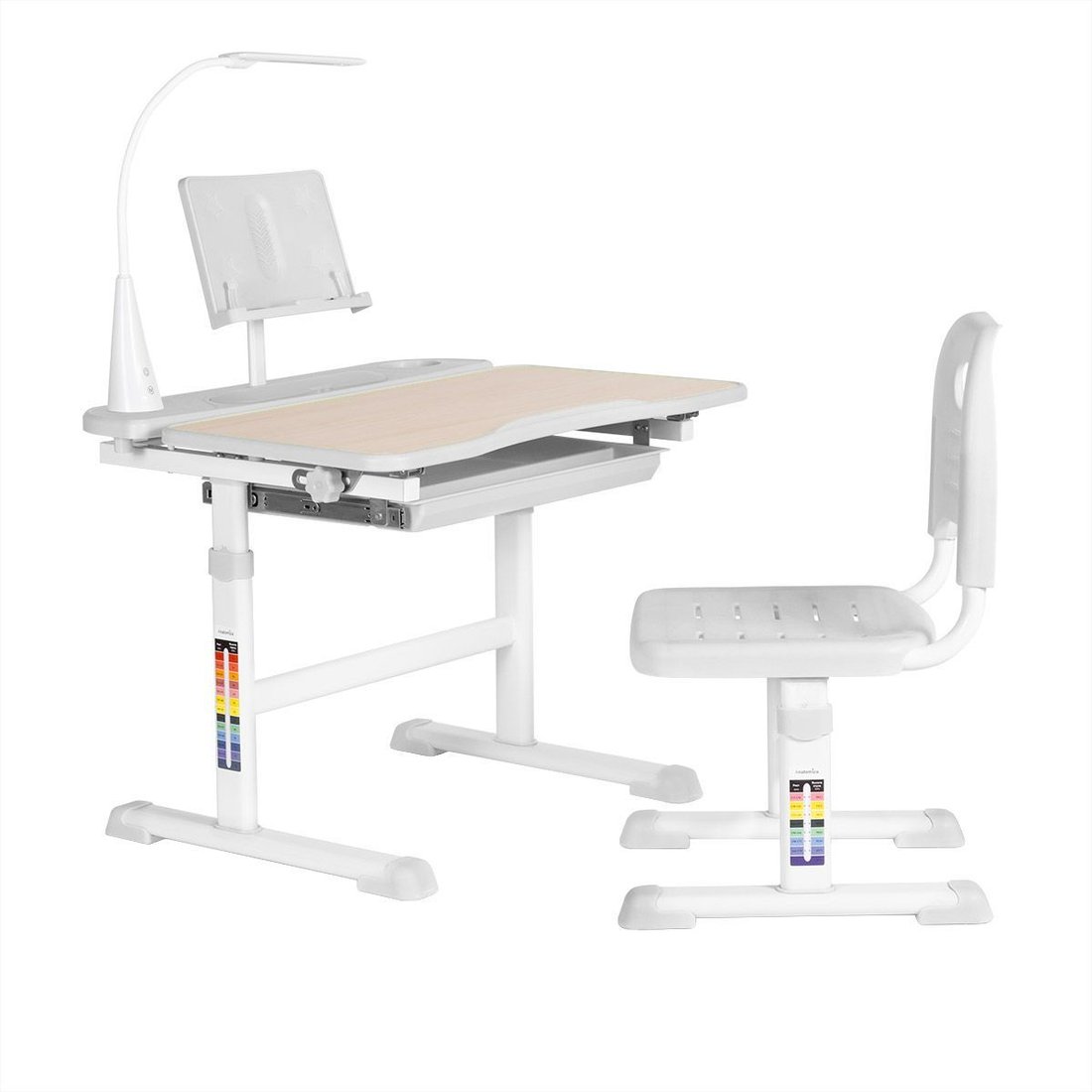 

Парта Anatomica Avgusta + стул + выдвижной ящик + светильник + подставка (клен/серый)