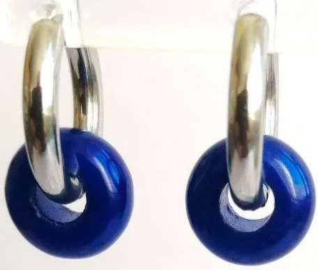 

Серьги Handmade ИП Егорова Кольца с Синим Агатом цвет серебро