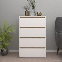Комод Кортекс-мебель Бари 60 4ш (белый/белый/дуб сонома)