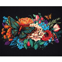 Картина по номерам Три совы Бабочка на цветах КХп_48162