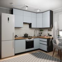 Готовая кухня ВерсоМебель Эко Премиум 1.2x2.2 правая (сумеречный голубой/ст. дуб вотан) в Борисове