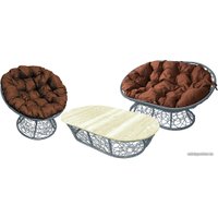 Набор садовой мебели M-Group Мамасан, Папасан и стол 12140305 (серый ротанг/коричневая подушка)