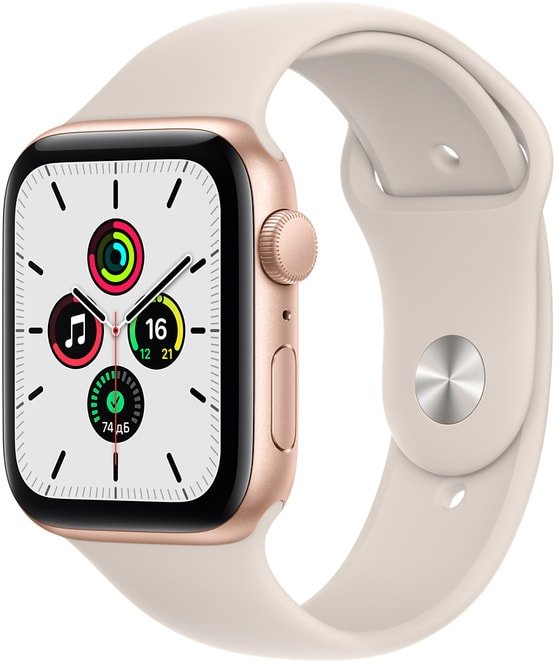 

Умные часы Apple Watch SE 44 мм (алюминий золотистый/звездный свет)
